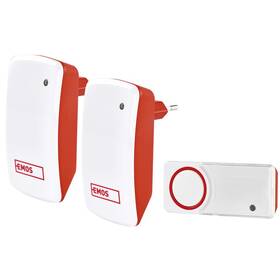 Zvonček bezdrôtový EMOS P5750.2R bezbatériový, 2 prijímače biela farba
