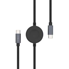 Nabíjací kábel FIXED USB-C/USB-C a Apple/Samsung Watch nabíjačkou, 1,5 m, PD 60W sivý


