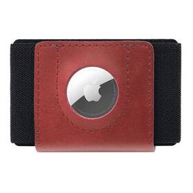 Peňaženka FIXED Tiny Wallet pre AirTag z pravej hovädzej kože červená farba
