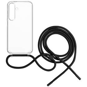 Kryt na mobil FIXED Pure Neck s čiernou šnúrkou na krk na Samsung Galaxy S24 priehľadný

