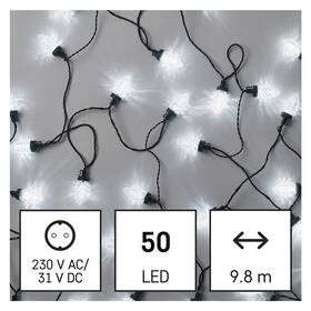 Vianočné osvetlenie EMOS 50 LED reťaz - 9,8 m, šišky, vonkajšie aj vnútorné, studená biela 

