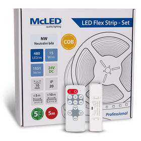LED pásik McLED sada 5 m + Prijímač Nano, 480 LED/m, NW, 1551 lm/m, vodič 3 m 

