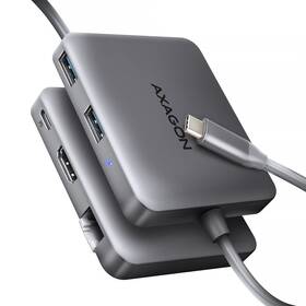 USB Hub Axagon MC-5HL - 2x USB-A/HDMI/RJ-45/PD 100W - kábel USB-C 20cm sivý


