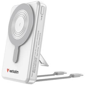 Powerbank Verbatim magnetická, bezdrôtová Charge 'n' Go C+C, displej, 10000 mAh strieborná

