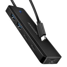 USB Hub Axagon Travel USB-C, 2x USB-A + 2x USB-C čierny

