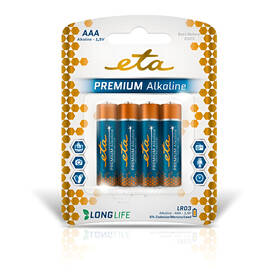  Batéria alkalická ETA PREMIUM ALKALINE AAA, LR03, blister 4ks