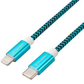 Kábel GoGEN USB-C / Lightning, 1m, opletený modrý

