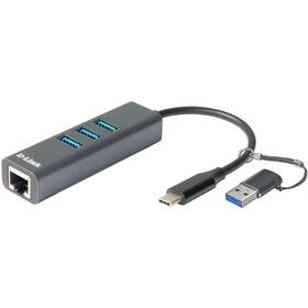 Sieťová karta D-Link USB-C/USB 3.0 na Gigabit ethernet a 3x USB 3.0 

