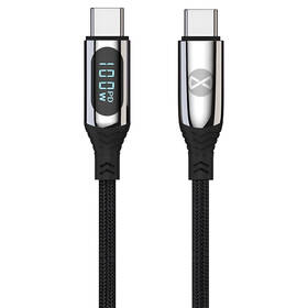Kábel Forever USB-C/USB-C, s LCD, 100 W, 1 m čierny

