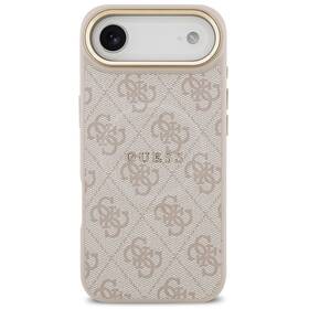 Kryt na mobil Guess PU Leather 4G Gold Frame MagSafe na Apple iPhone Air ružový

