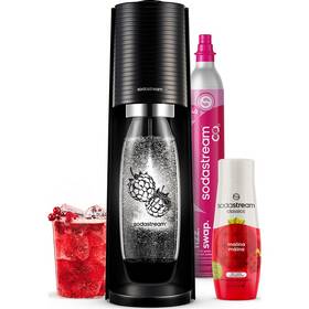 Výrobník sódovej vody SodaStream TERRA Black Malina Zero Mpack čierny

