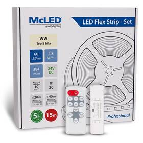 LED pásik McLED s ovládáním Nano - sada 15 m - Professional, 60 LED/m, WW, 384 lm/m, vodič 3 m 

