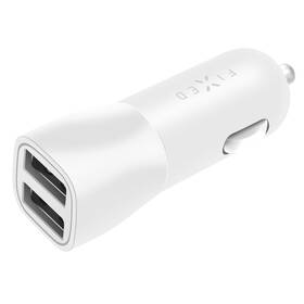 Adaptér do auta FIXED 2x USB, 15W Smart Rapid Charge biely

