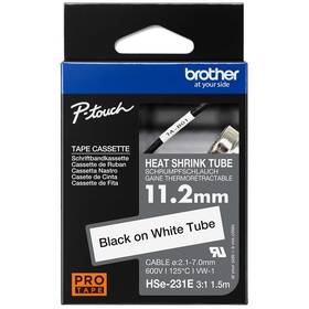 Papierový štítok Brother HSE-231E čierna na biele, 11,2 mm 
