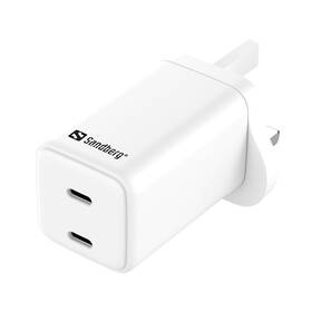 Cestovný adaptér Sandberg Dual USB-C, PD65W, UK biely

