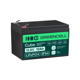 Olovený akumulátor Green Cell CUBE LiFePO4, 12Ah, 12.8V, 153.6Wh pre invalidný vozík, hračky čierny

