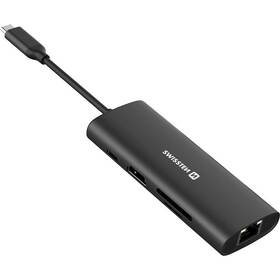 USB Hub Swissten 8-in-1 USB-C PD 100W čierny

