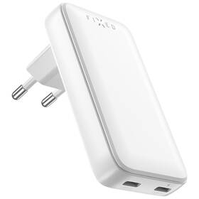 Nabíjačka do siete FIXED Slim, 2xUSB-C, GaN, PD, 45W biela

