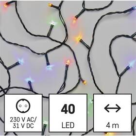 LED reťaz EMOS 40LED reťaz, 4 m, vonkajšie aj vnútorné, multicolor, programy, časovač 

