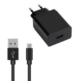 Nabíjačka do siete WG 1xUSB, QC 3.0, 22,5W + USB-C kabel čierna


