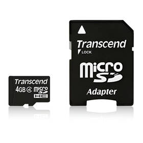 Pamäťová karta Transcend 4GB Class4 + adapter čierna

