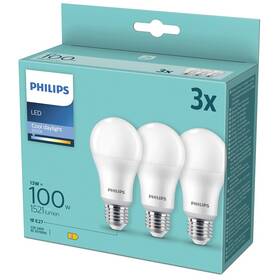 LED žiarovka Philips klasik, 13W, E27, chladná denná, 3ks 

