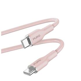 Kábel Puro Soft USB-C/USB-C 60 W, 1,5 m ružový

