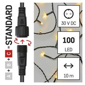 Spojovacia reťaz EMOS 50 LED Standard, 5 m, vonkajšia aj vnútorná, teplá biela, časovač 
