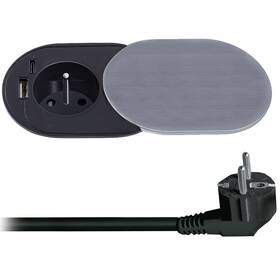 Zásuvka Solight 1× zásuvka + USB A/C 20 W PD strieborná

