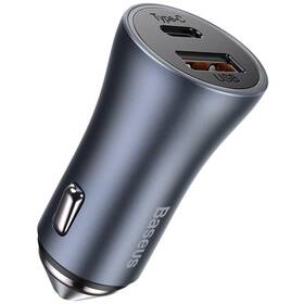 Adaptér do auta Baseus Golden Contactor Pre Dual USB+USB-C 40W s káblom USB/USB-C 1m sivý


