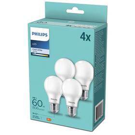 LED žiarovka Philips klasik, 8W, E27, studená biela, 4ks 

