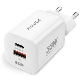 Nabíjačka do siete Aligator Power Delivery 33W, USB-C + USB-A biela

