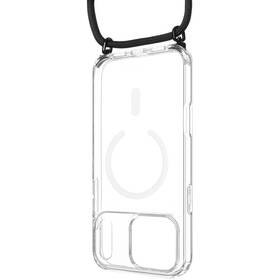 Kryt na mobil FIXED MagPure Neck s čiernou šnúrkou na krk na Apple iPhone 17 Pro Max priehľadný

