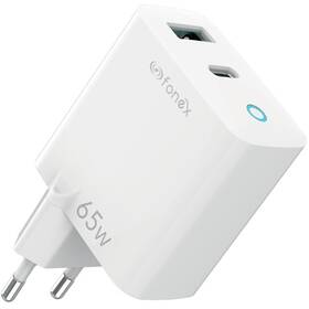 Nabíjačka do siete Fonex 1xUSB-C/1xUSB PD 65W biela


