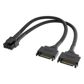 Adaptér AKASA Dual SATA na 8P CPU, 18AWG, 15cm čierny

