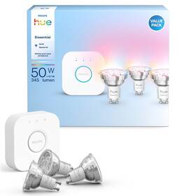 Štartovacia sada Philips Essential Bluetooth, 4,7 W, GU10, White and Color Ambiance (3 ks) + Bridge kit 

