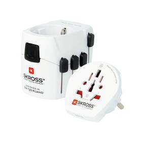 Cestovný adaptér SKROSS World, vr. adaptéra pre ostatné vidlice, univerzálna biely


