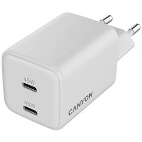 Nabíjačka do siete Canyon GaN 2xUSB-C 45 W biela

