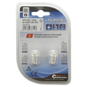 Autožiarovka Compass 33714 4LED 12V T10 (2 ks) biela

