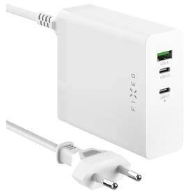 Nabíjačka do siete FIXED Charging Station, 2xUSB-C 1xUSB-A, GaN, PD 3.1, 140W biela

