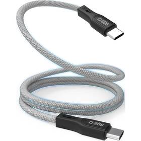 Kábel SBS magnetický USB-C/USB-C 60W 1m sivý

