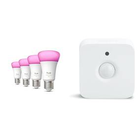 Inteligentná žiarovka Philips Bluetooth, E27, 810 lm, White and Color Ambiance (4 ks) + Senzor Philips Hue pohybový 

