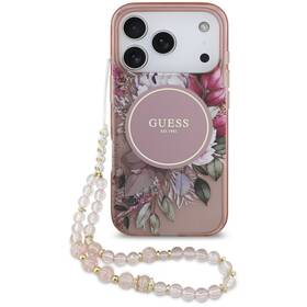 Kryt na mobil Guess IML Flowers Strap MagSafe na Apple iPhone 17 Pro ružový

