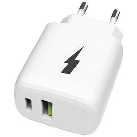 Nabíjačka do siete WG USB, USB-C, 30W + USB-C kábel 1m biela

