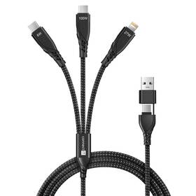 Kábel Connect IT Wirez 6in1 2x USB-C, 1x Lightning, 1,25 m čierny

