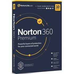 Softvér Norton 360 PREMIUM 75GB CZ 1 užívateľ / 10 zariadení / 12 mesiacov (BOX) 

