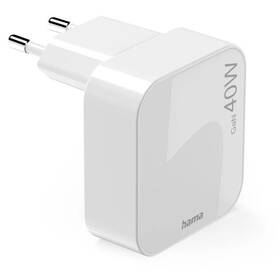 Nabíjačka do siete Hama GaN, 2x USB-C PD/QC 40 W biela

