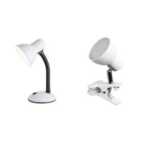 Stolná lampička Rabalux Dylan 4168 - bílá + LED lampička Noah 1477 s klipem - bílá 

