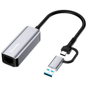 Sieťová karta ColorWay USB-C nebo USB-A na RJ45, 18cm sivá

