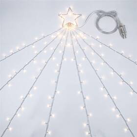 Vianočné osvetlenie Solight řetěz s hvězdou na vánoční strom, 212 LED, IP44, (2,1m) priehľadné

